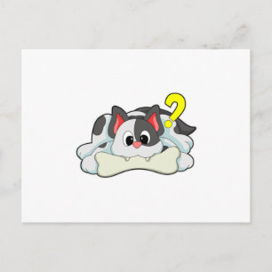 Katze mit Knochen Postkarte