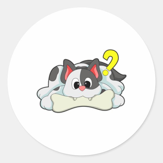 Katze mit Knochen Runder Aufkleber (Vorderseite)