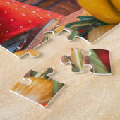 Katze mit Kochmütze beim Kochen mit Gemüse und Fis Puzzle (Seite)