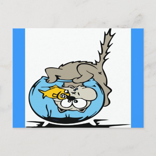 Katze mit Kopf in einer Fischschale stecken Postkarte (Vorderseite)