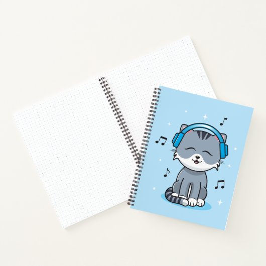 Katze mit Kopfhörer Bullet (8.5x11) Notebook Notizblock (Innenseite)