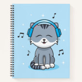 Katze mit Kopfhörer Bullet (8.5x11) Notebook Notizblock (Vorderseite)