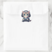Katze mit Kopfhörern und Controller Quadratischer Aufkleber (Tasche)