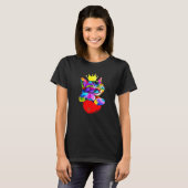 Katze mit Krone Katzenherz T-Shirt (Vorne ganz)