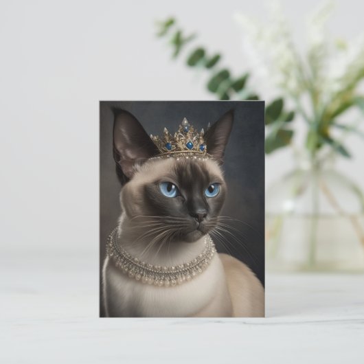 Katze mit Krone Postkarte (Stehend Vorderseite)