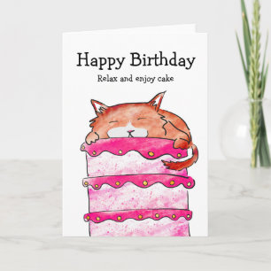 Katze mit Kuchen Geburtstagskarte Karte