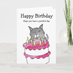 Katze mit Kuchen Geburtstagskarte Karte