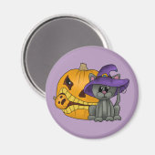 Katze mit Kürbis Magnet (Vorderseite/Rückseite)