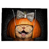 Katze mit Kürbishaar Große Geschenktüte (Rückseite)