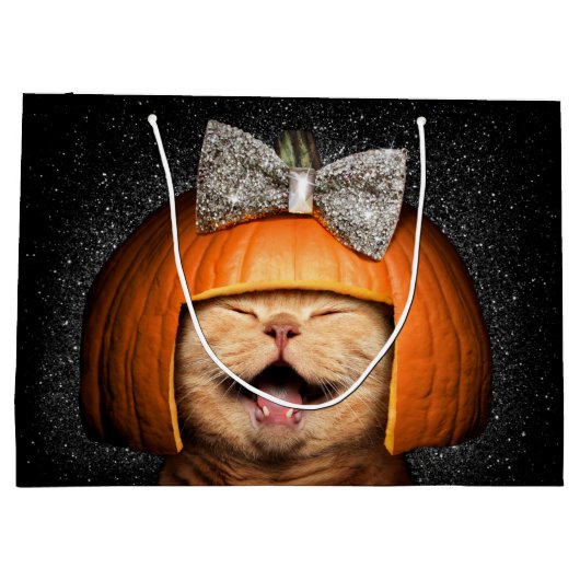 Katze mit Kürbishaar Große Geschenktüte (Rückseite)