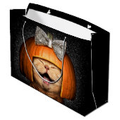 Katze mit Kürbishaar Große Geschenktüte (Rückseite Schrägansicht)