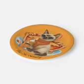 Katze mit Kürbiskuchen für Erntedank Party Pappteller (Schrägansicht)