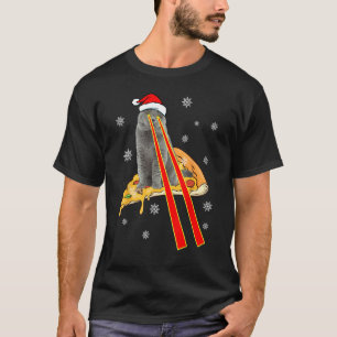 Katze mit Laser-Augen Lustige Pizza-Katze Weihnach T-Shirt