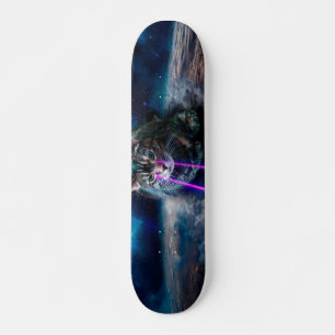 Katze mit Lasern aus den Augen Skateboard