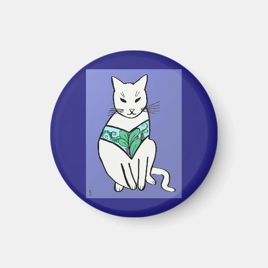 Katze mit Leaf-Design Magnet (Vorne)