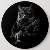 Katze mit Lederjacken spielen elektrische Gitarre Button (Vorderseite)