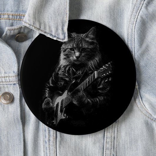 Katze mit Lederjacken spielen elektrische Gitarre Button (Beispiel)