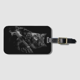 Katze mit Lederjacken spielen elektrische Gitarre Gepäckanhänger