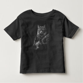 Katze mit Lederjacken spielen elektrische Gitarre Kleinkind T-shirt