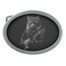 Katze mit Lederjacken spielen elektrische Gitarre