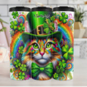 Katze mit Leprechaun-Hat Thermosbecher