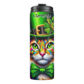 Katze mit Leprechaun-Hat Thermosbecher (Vorderseite)