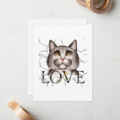Katze mit Liebe in den Augen Mitteilungskarte (Vorderseite/Rückseite Beispiel)