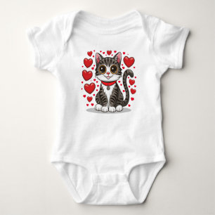 Katze mit Liebessymbolen Clipart-85245 Baby Strampler