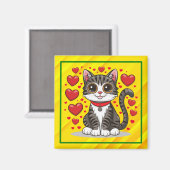 Katze mit Liebessymbolen Clipart-85245 Magnet (Vorderseite/Rückseite)