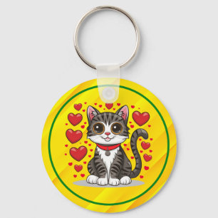 Katze mit Liebessymbolen Clipart-85245 Schlüsselanhänger