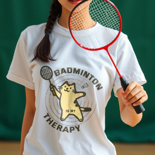 Katze mit lustigem Badminton-Sprichwort T-Shirt