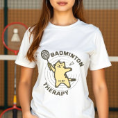 Katze mit lustigem Badminton-Sprichwort T-Shirt