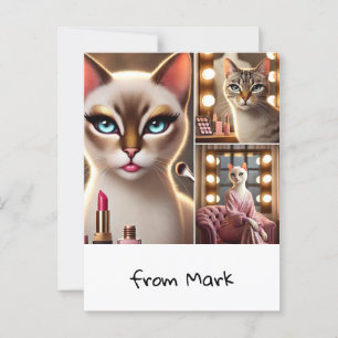 Katze mit Make-up-Ausrüstung Postkarte