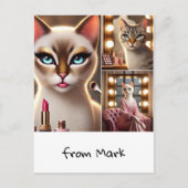 Katze mit Make-up-Ausrüstung Postkarte (Vorderseite)