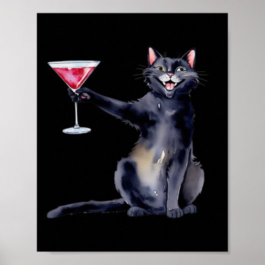 Katze mit Martini-GL-Schwanz Poster (Vorne)