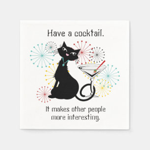 Katze mit Martini-Glaspapier Napkin Serviette