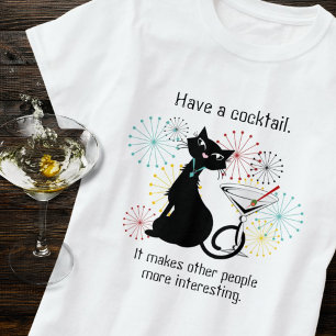 Katze mit Martini-T - Shirt