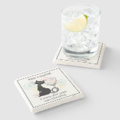 Katze mit Martini-Untersetzer aus Glasstein Steinuntersetzer (Seitenansicht)