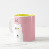 Katze mit Maus erröten rosa LIEBE Tasse (Vorderseite Links)