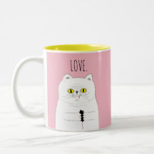 Katze mit Maus erröten rosa LIEBE Tasse