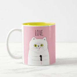 Katze mit Maus erröten rosa LIEBE Tasse