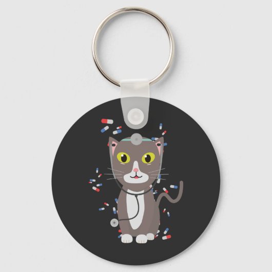 Katze mit medizinischer Ausrüstung Schlüsselanhänger (Vorderseite)