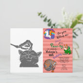 Katze mit menschlichem Skelett - Farbe auswählen Einladung (Stehend Vorderseite)