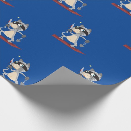Katze mit Messer Geschenkpapier (Ecke)