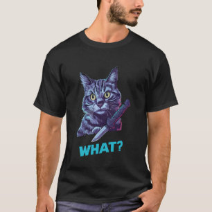 Katze mit Messer Hilarische Tierkatze 1 T-Shirt
