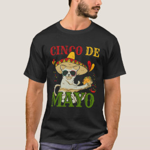 Katze mit mexikanischem Hut und Taco 5 Cinco De M T-Shirt