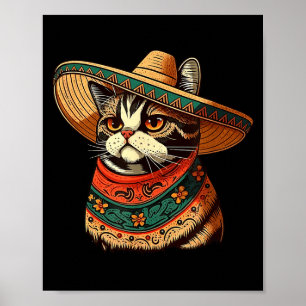 Katze Mit Mexikanischem Sombrero Katzenliebhaber M Poster