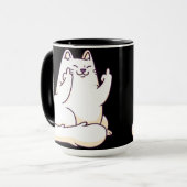 Katze mit Mittelfinger Tasse (Vorderseite Links)