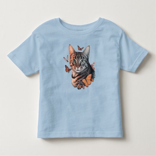 Katze mit Monarchschmetterlingen Kleinkind T-shirt (Vorderseite)