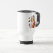 Katze mit Monarchschmetterlingen Reisebecher (VorderseiteRechts)